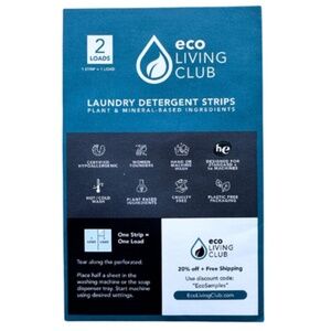 Eco Living Club Laundry Detergent Strip Spring Scent Sample | NWT